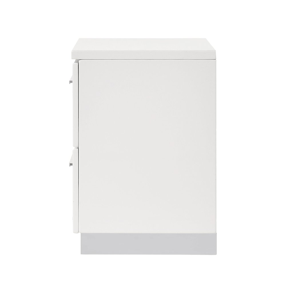 Wood Nightstand with 2 Drawers in Glossy White. Picture 4