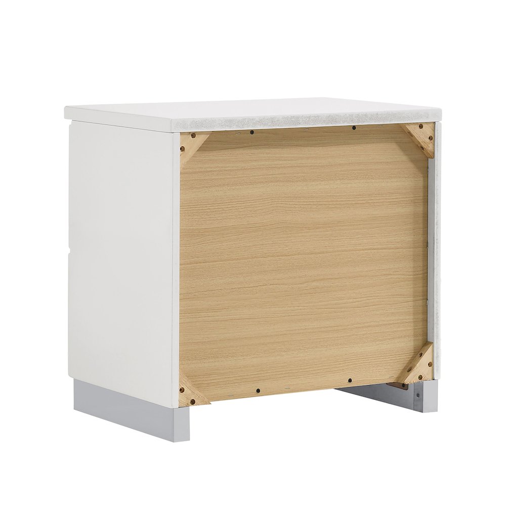 Wood Nightstand with 2 Drawers in Glossy White. Picture 5