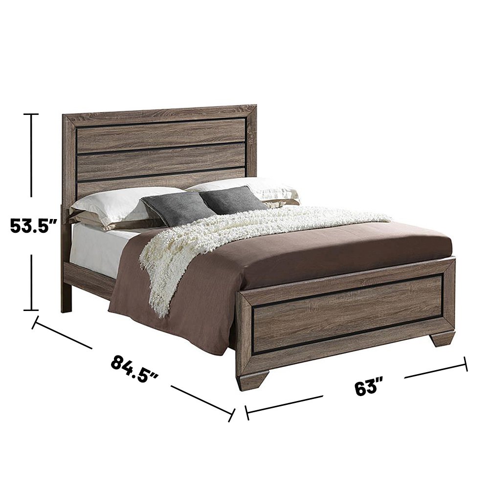 Wooden Queen Bed in Washed Taupe Finish. Picture 3