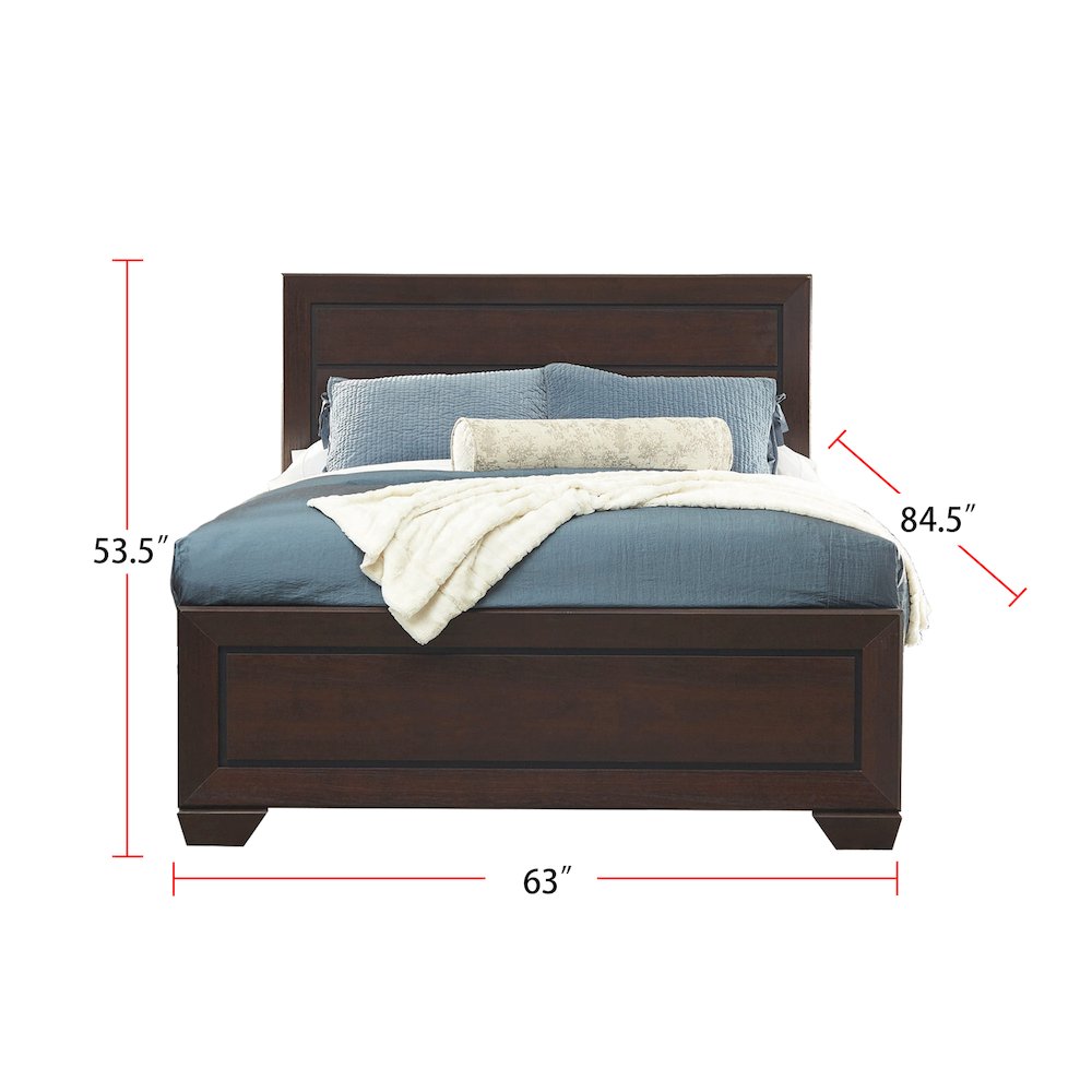 Wood Queen Bed in Dark Cocoa Finish. Picture 3