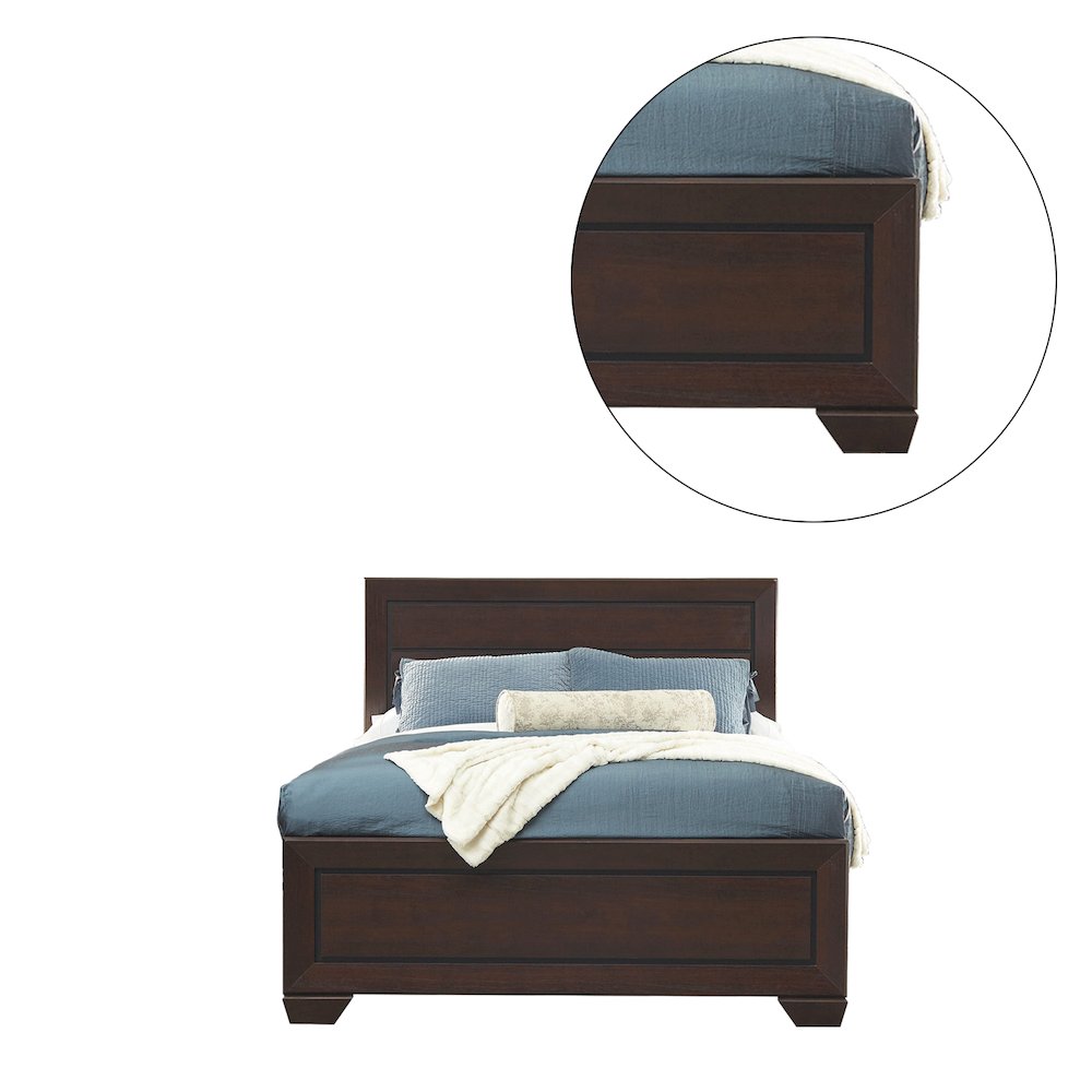 Wood Queen Bed in Dark Cocoa Finish. Picture 4