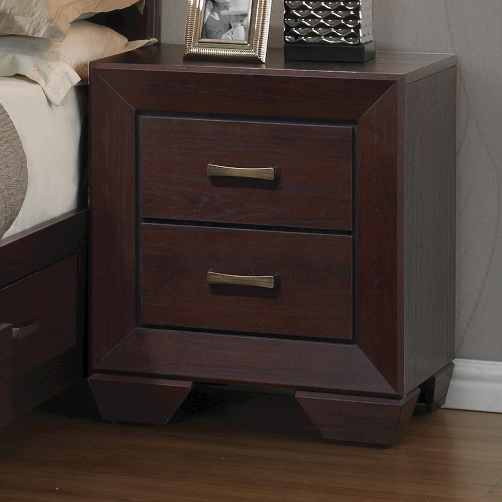 Wood Nightstand with 2 Drawers in Dark Cocoa. Picture 2