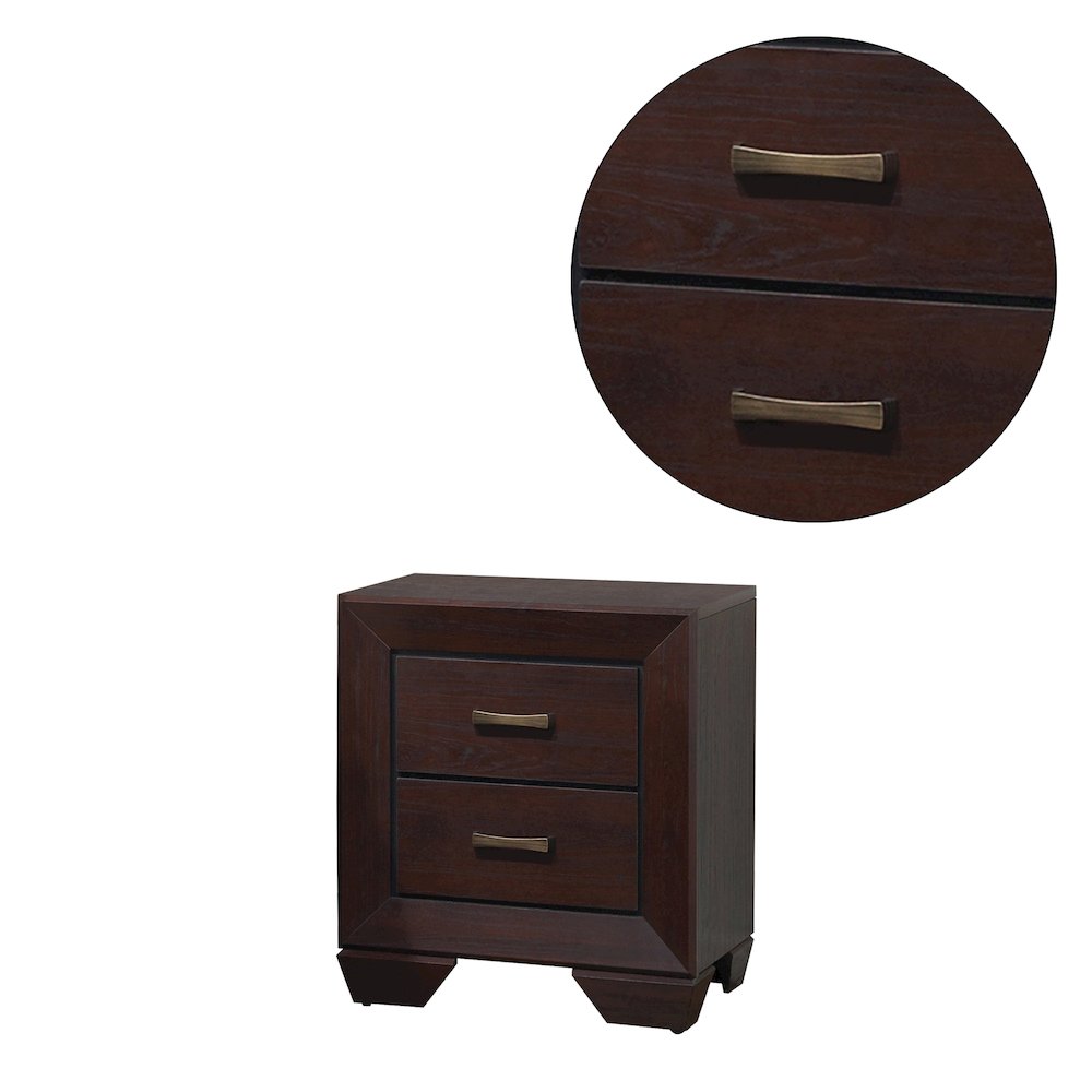 Wood Nightstand with 2 Drawers in Dark Cocoa. Picture 4