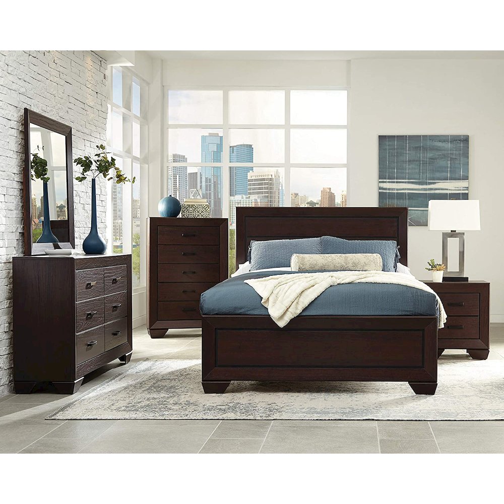Wood Nightstand with 2 Drawers in Dark Cocoa. Picture 5