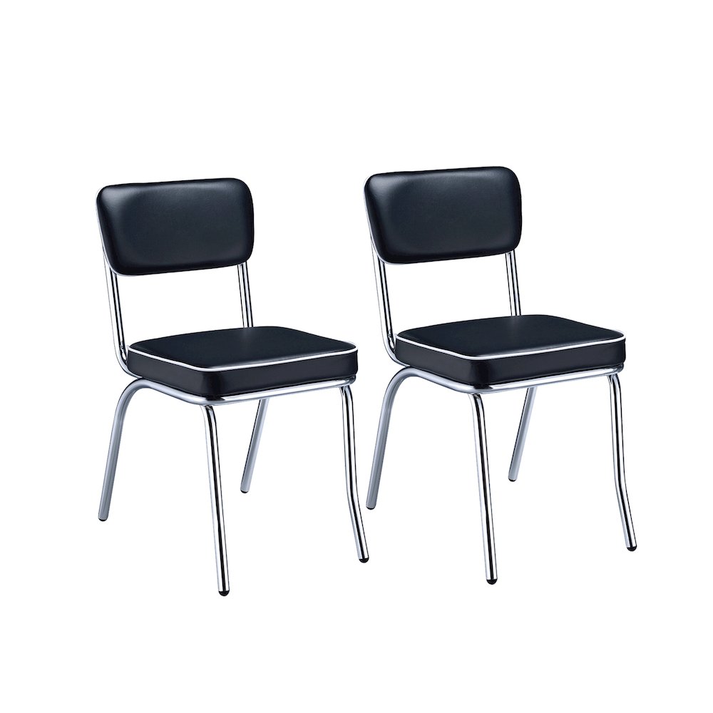 Set of 2 Side Chairs in Black And Chrome. Picture 1