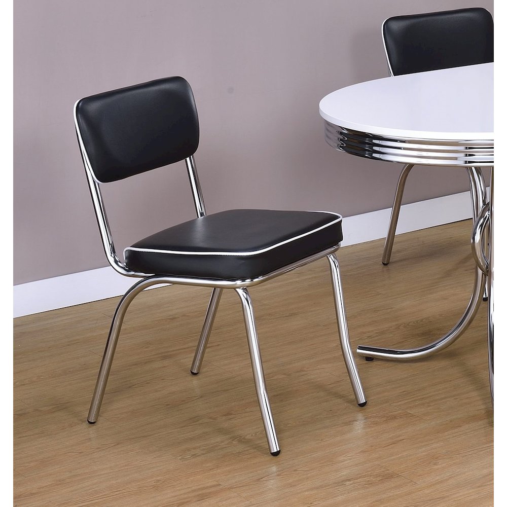 Set of 2 Side Chairs in Black And Chrome. Picture 2