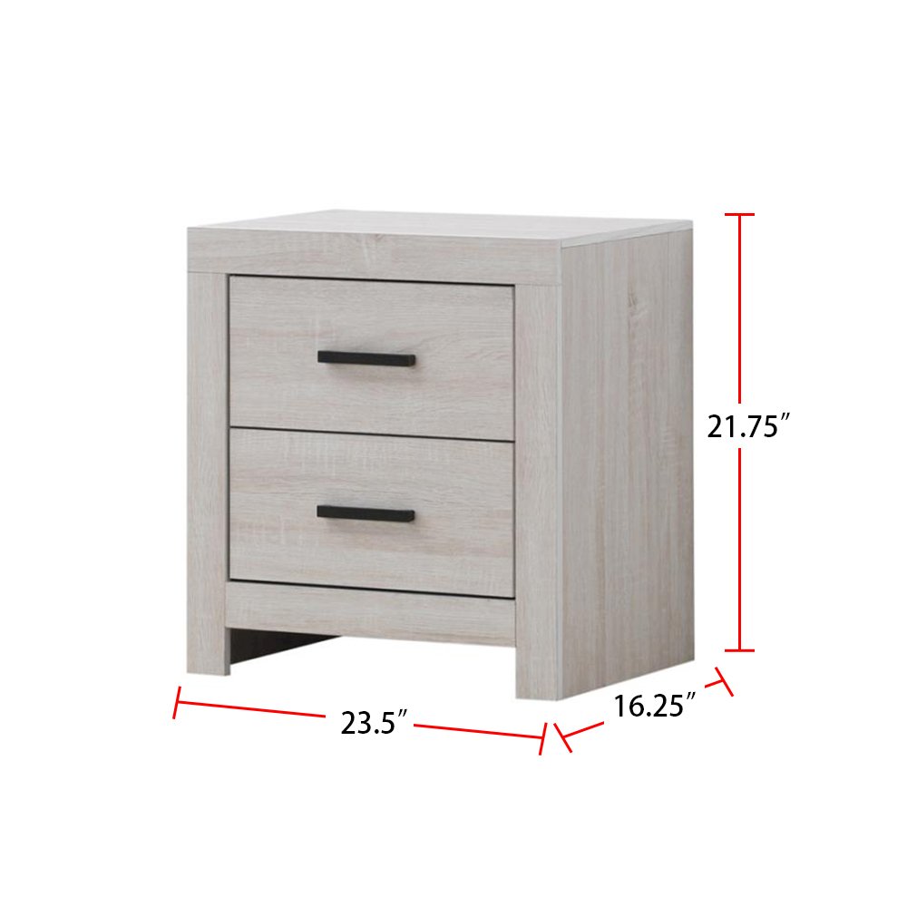 2 Drawers Wood Nightstand in Coastal White. Picture 3