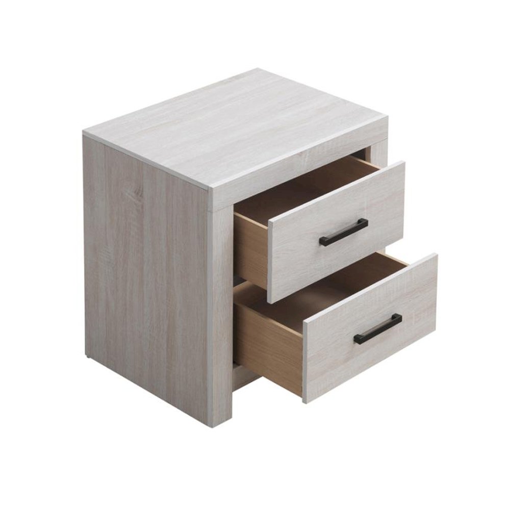 2 Drawers Wood Nightstand in Coastal White. Picture 4