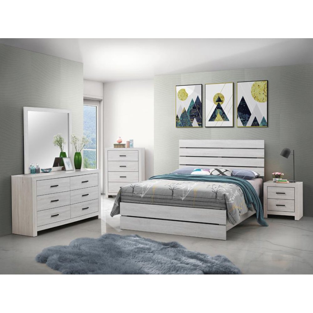 2 Drawers Wood Nightstand in Coastal White. Picture 5