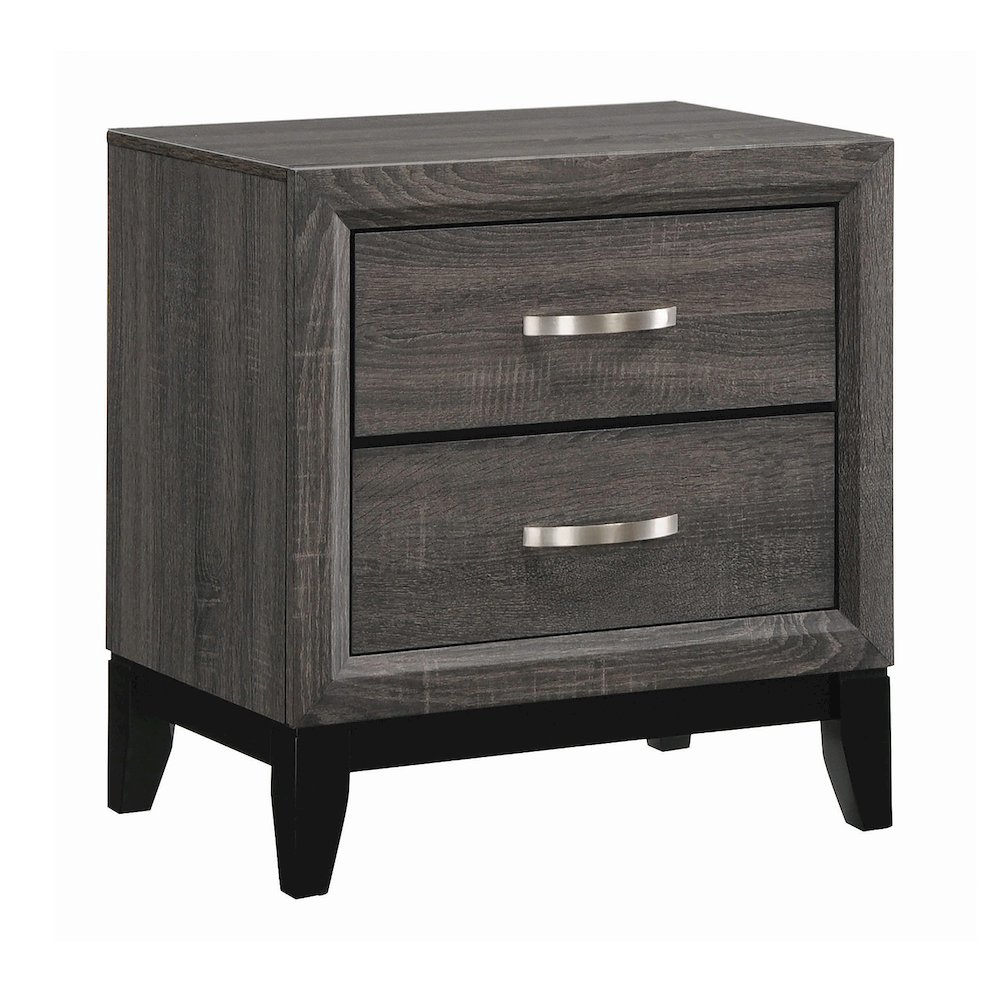 2 Drawers Nightstand in Grey Oak And Black. Picture 1
