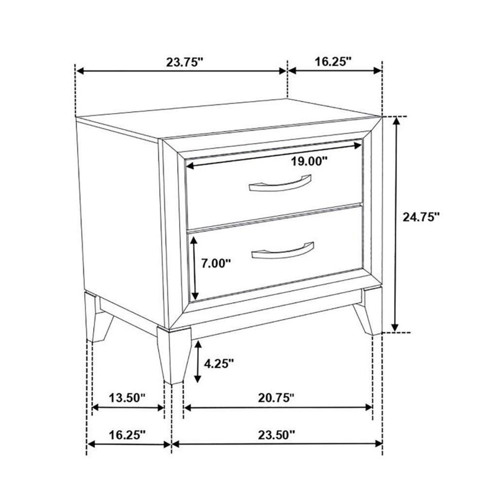 2 Drawers Nightstand in Grey Oak And Black. Picture 4