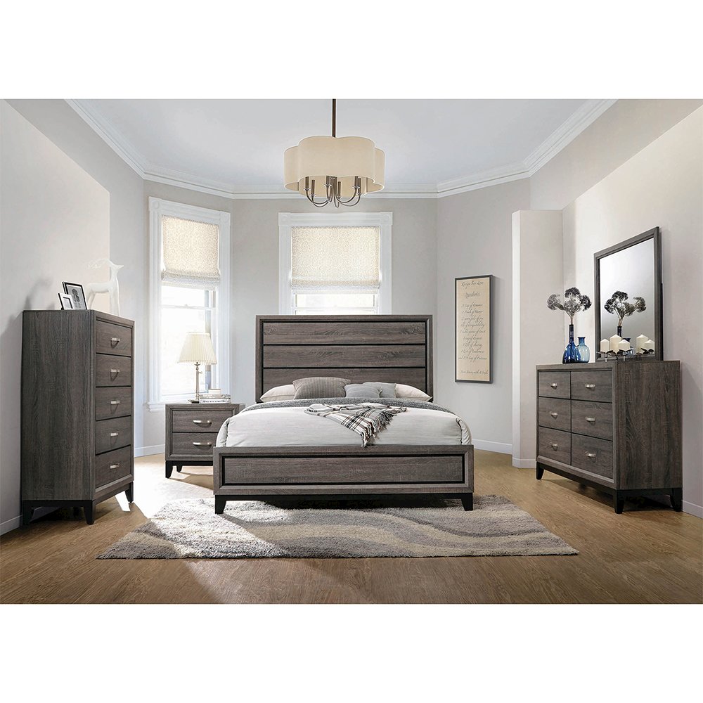 2 Drawers Nightstand in Grey Oak And Black. Picture 5