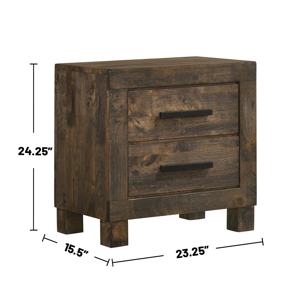 2 Drawers Wooden Nightstand in Golden Brown. Picture 3