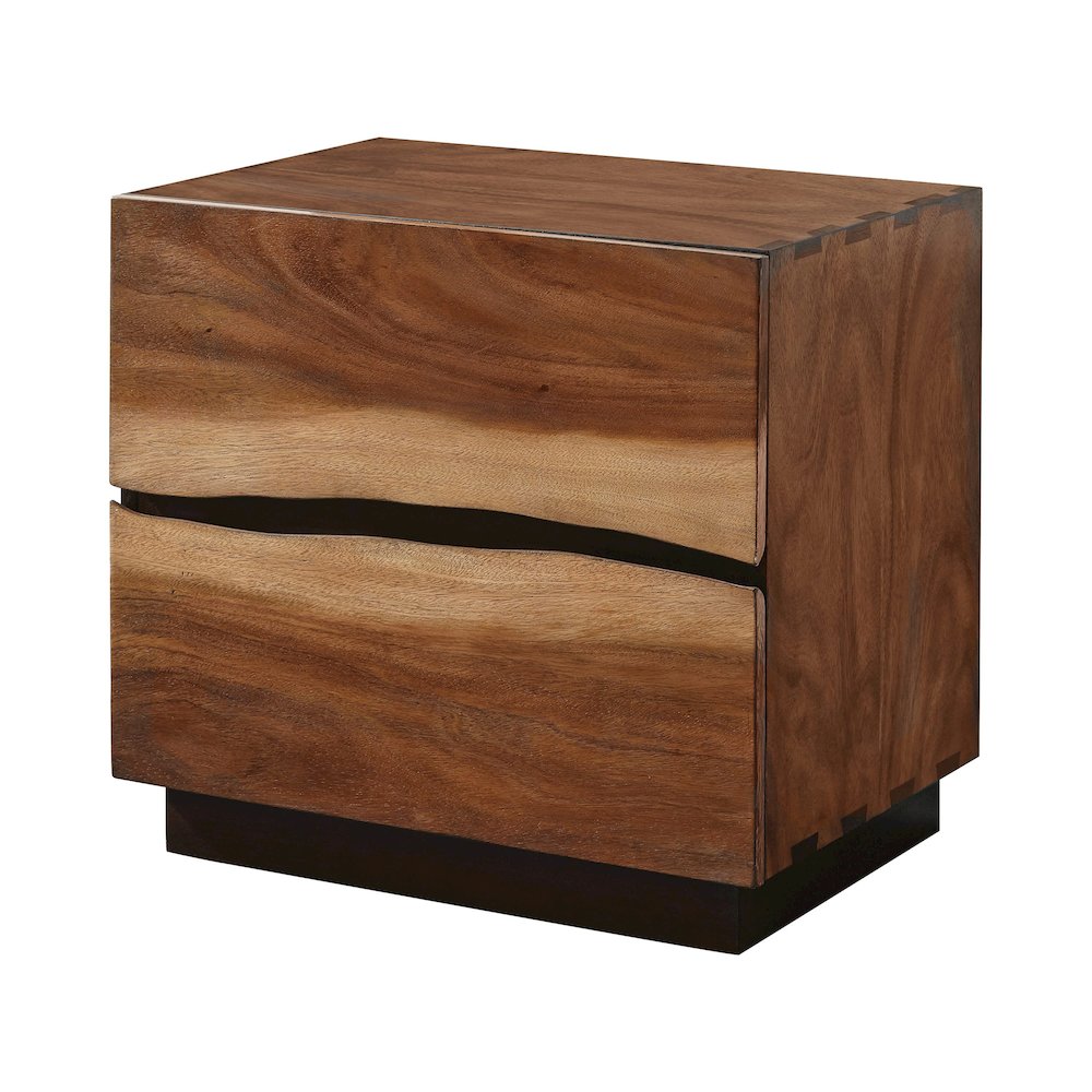 2-Drawer Nightstand in Smokey Walnut And Coffee Bean. Picture 1
