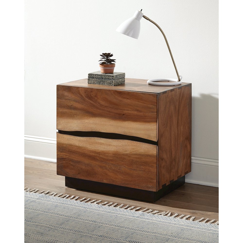 2-Drawer Nightstand in Smokey Walnut And Coffee Bean. Picture 2