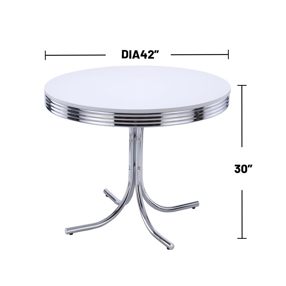 Round Dining Table, White and Chrome. Picture 3