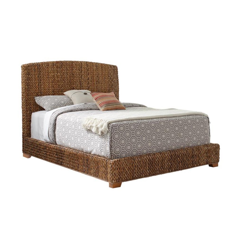 Eastern King Hand-Woven Banana Leaf Bed, Amber. Picture 1