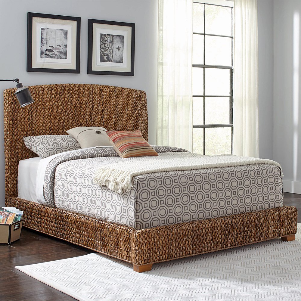 Eastern King Hand-Woven Banana Leaf Bed, Amber. Picture 2