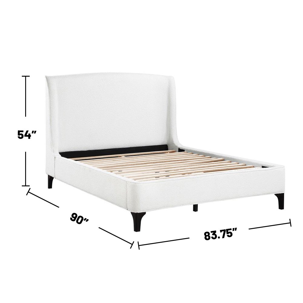 Upholstered Curved Headboard Eastern King Platform Bed in White and Black. Picture 3