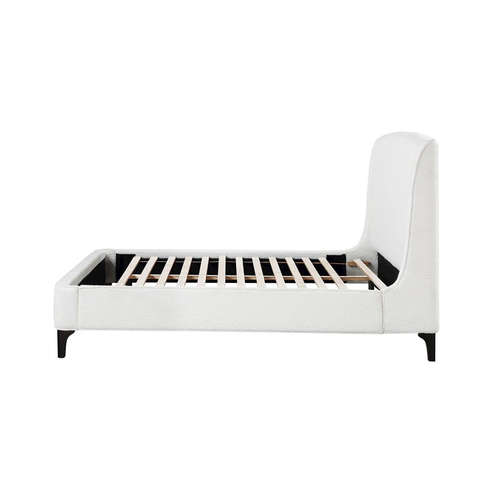 Upholstered Curved Headboard Eastern King Platform Bed in White and Black. Picture 5