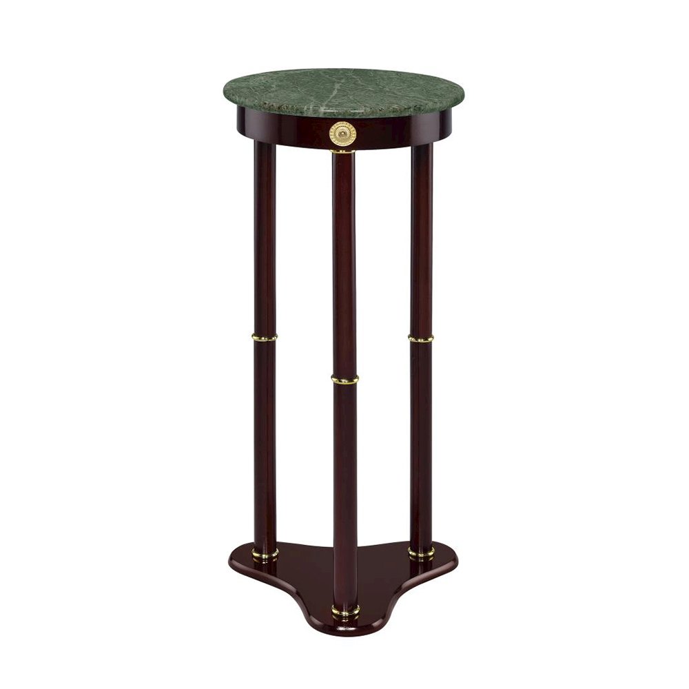 Round Marble Top Accent Table, Merlot. Picture 1