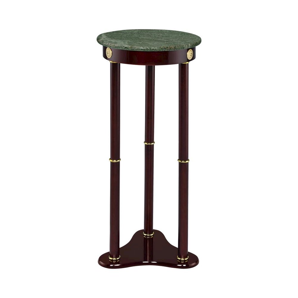 Round Marble Top Accent Table, Merlot. Picture 4