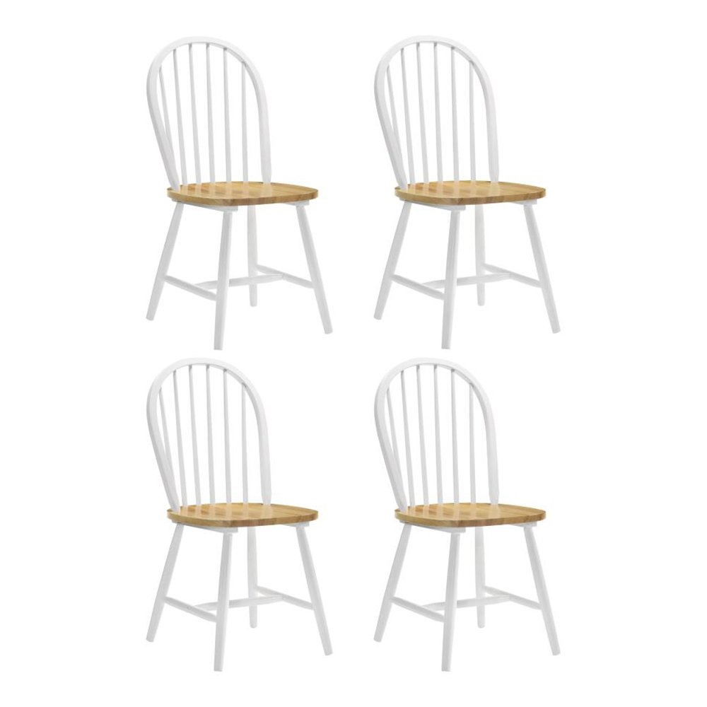 Dining Side Chair with Spindle Back (Set of 4) in Natural and White. Picture 1