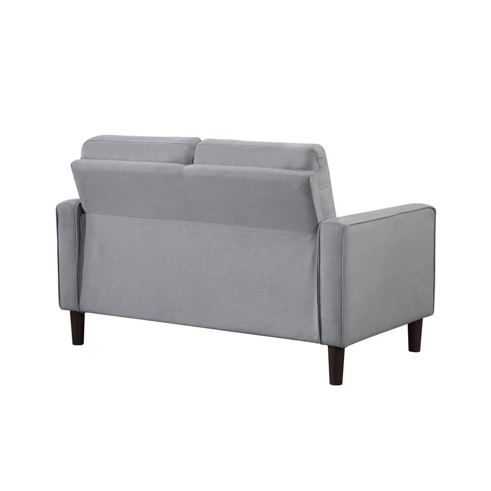 Upholstered Track Arms Tufted Loveseat in Grey and Dark Brown. Picture 4