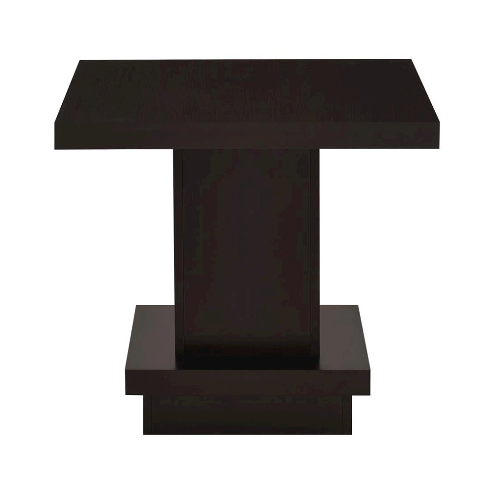 Pedestal Square End Table in Cappuccino. Picture 1