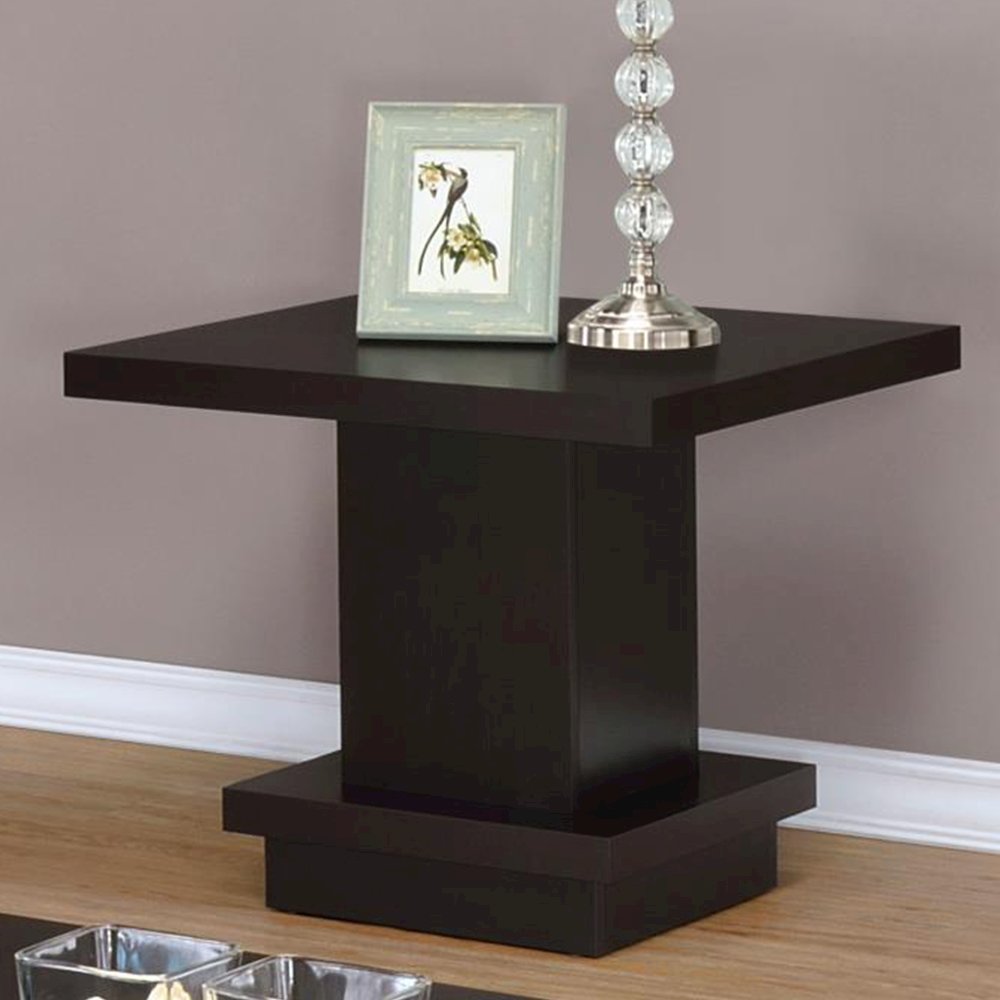 Pedestal Square End Table in Cappuccino. Picture 2
