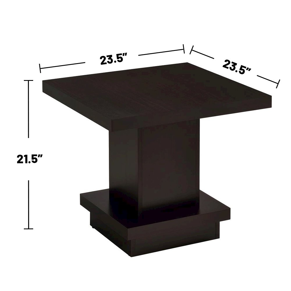 Pedestal Square End Table in Cappuccino. Picture 3