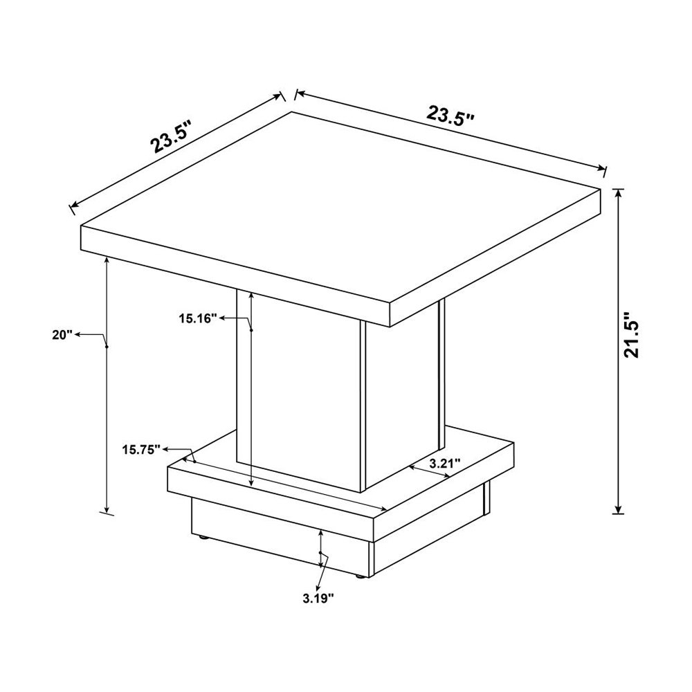 Pedestal Square End Table in Cappuccino. Picture 5