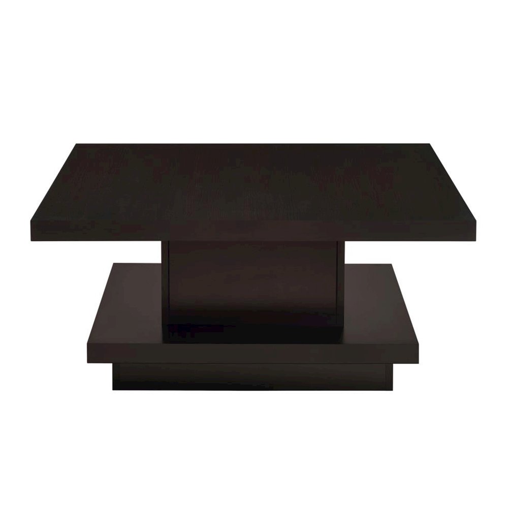 Pedestal Square Coffee Table in Cappuccino. Picture 1