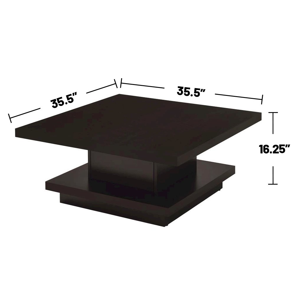 Pedestal Square Coffee Table in Cappuccino. Picture 3