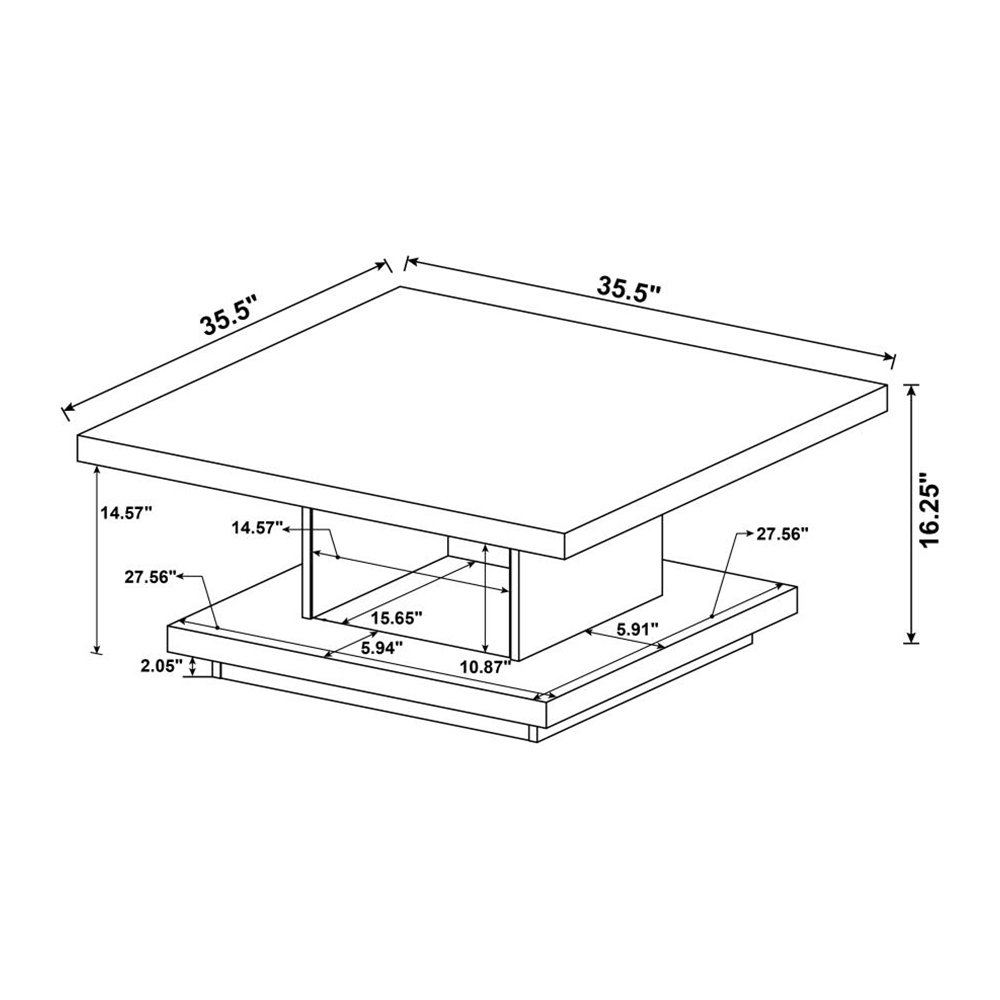 Pedestal Square Coffee Table in Cappuccino. Picture 5