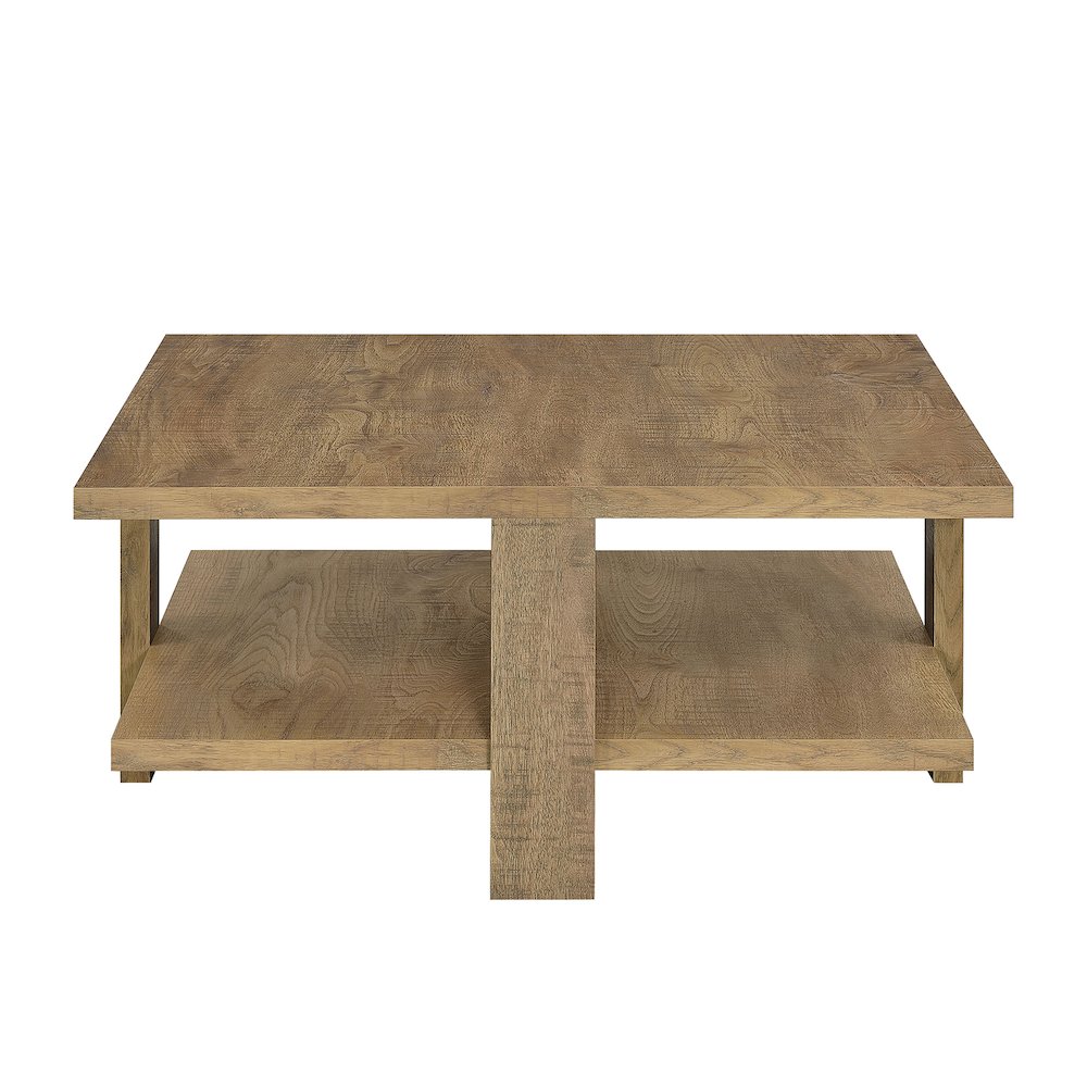 Square Wooden Coffee Table with 1 Shelf in Mango. Picture 4
