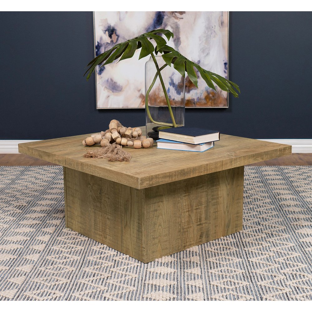 Square Engineered Wood Coffee Table in Mango. Picture 2