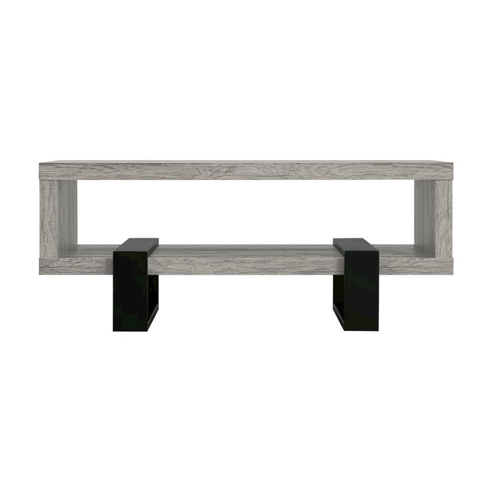 Living Room Coffee Table With Shelf in Grey. Picture 1