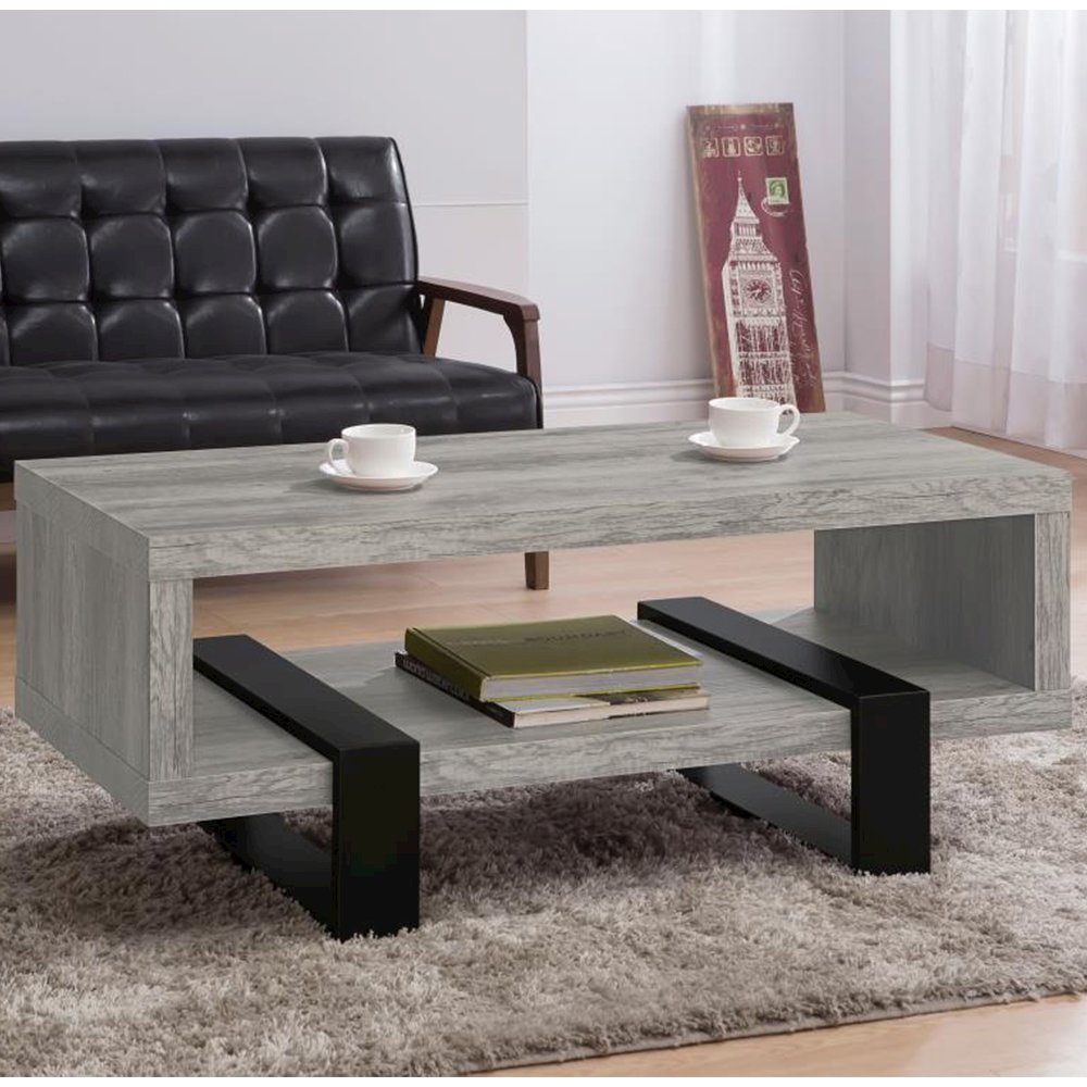 Living Room Coffee Table With Shelf in Grey. Picture 2