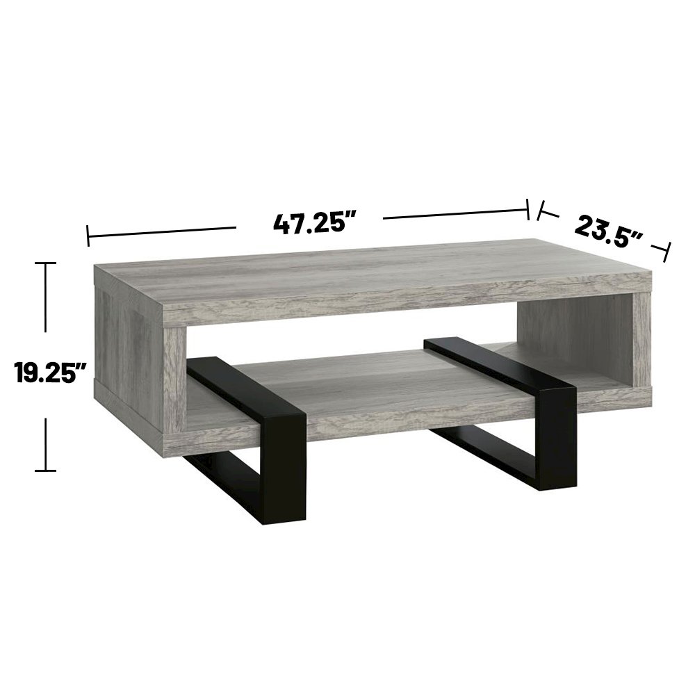Living Room Coffee Table With Shelf in Grey. Picture 3