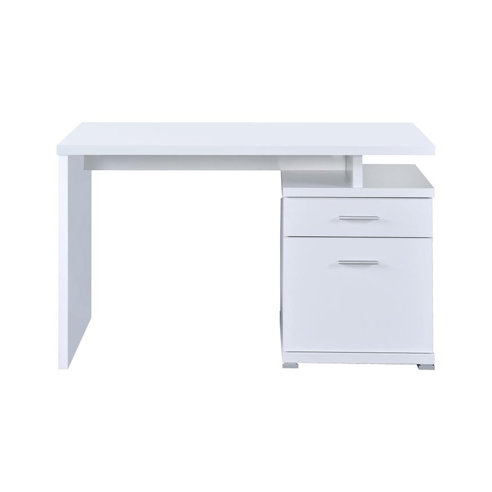 2-Drawer Office Desk With Cabinet in White. Picture 1