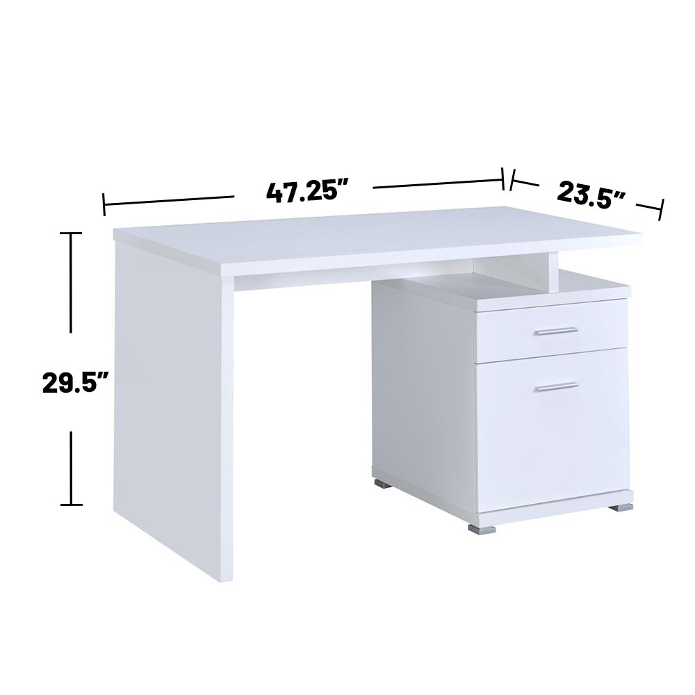 2-Drawer Office Desk With Cabinet in White. Picture 3