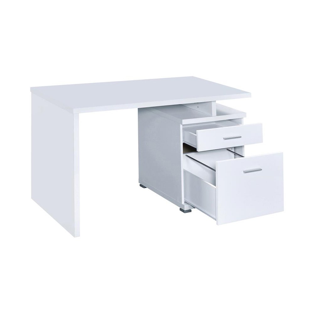 2-Drawer Office Desk With Cabinet in White. Picture 4
