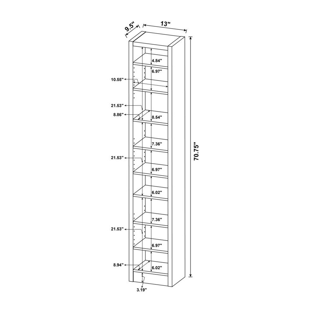 Rectangular Bookcase With 2 Fixed Shelves, Cappuccino. Picture 3