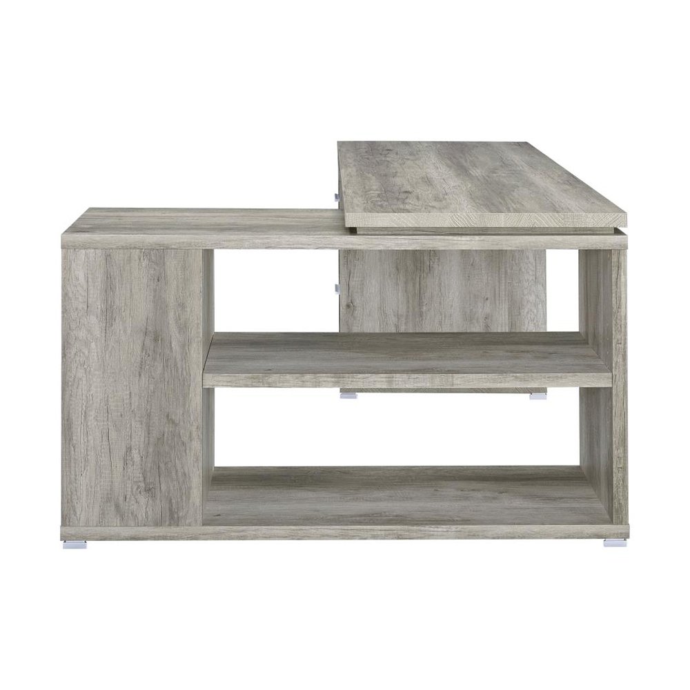 L-Shape Office Desk with 3 Drawers Grey Driftwood. Picture 5