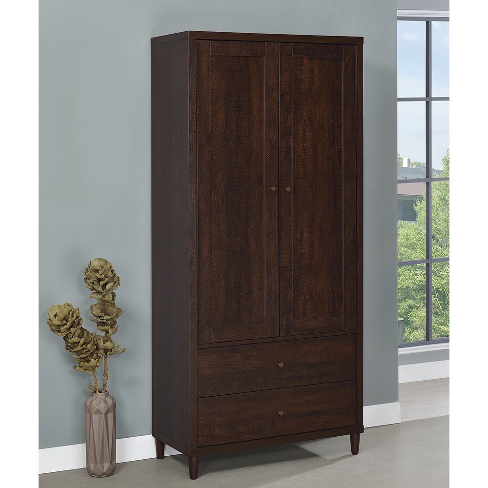 Tall Cabinet With Drawers, Rustic Tobacco. Picture 2