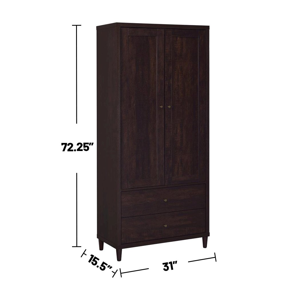 Tall Cabinet With Drawers, Rustic Tobacco. Picture 3