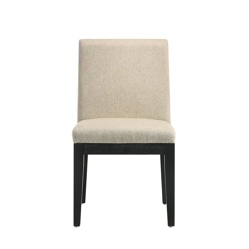 Set of 2 Fabric Upholstered Dining Side Chairs in Beige and Ebony Black. Picture 4