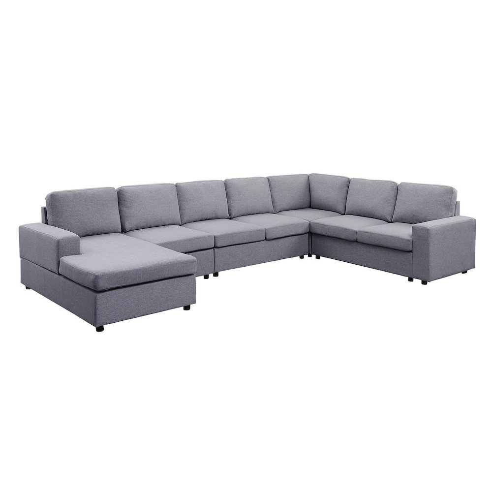 7 Seat Reversible Modular Sectional Sofa Chaise in Light Gray. Picture 1