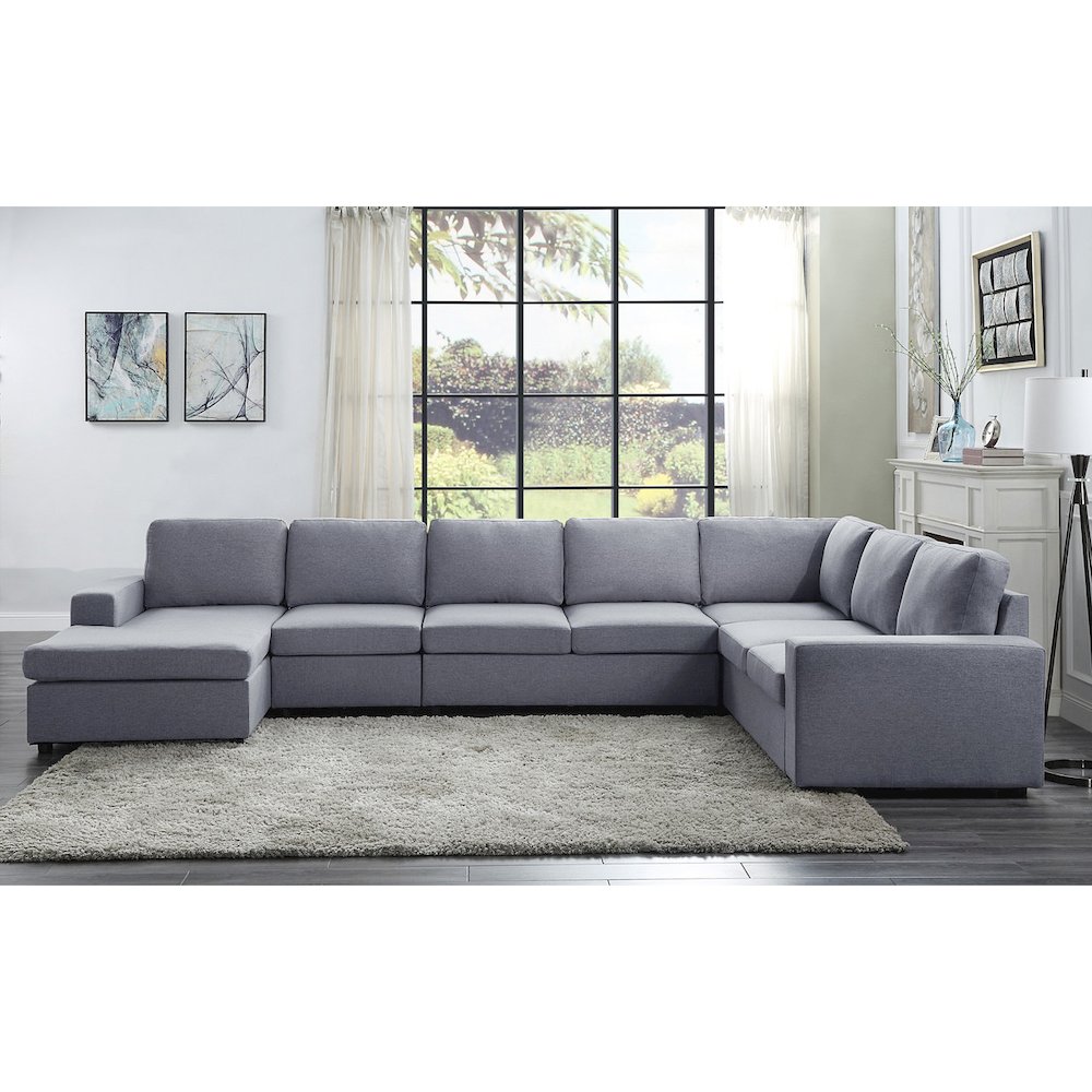 7 Seat Reversible Modular Sectional Sofa Chaise in Light Gray. Picture 2
